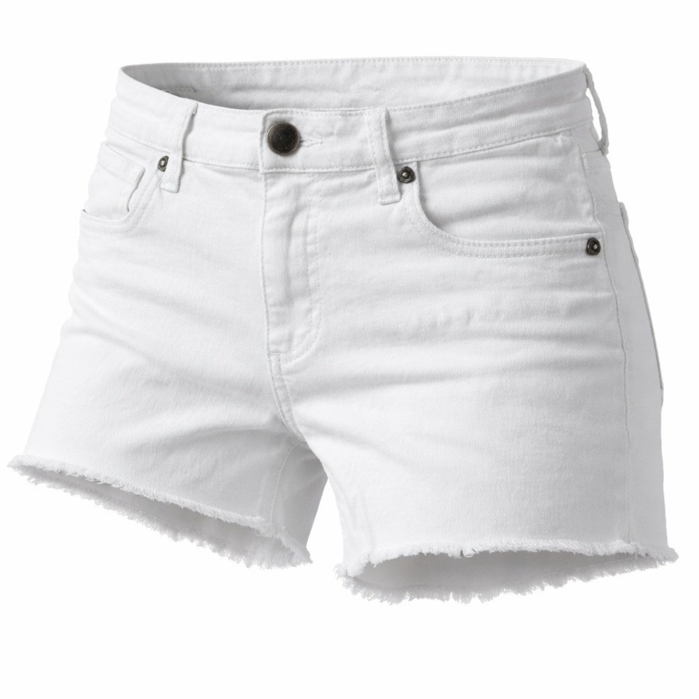 Kut from the Kloth Gidget Fray Short Womens 0 Low Rise White Solid Denim Modern
